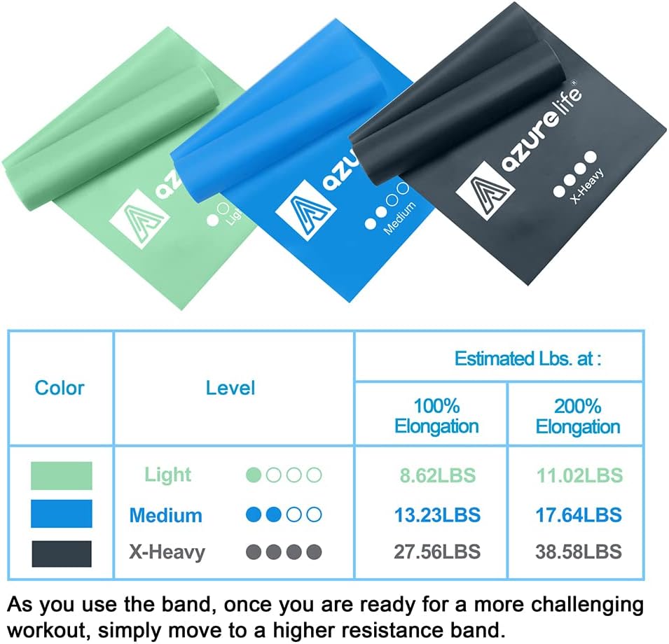 A AZURELIFE Resistance Bands,Professional Long Non-Latex Elastic Stretch