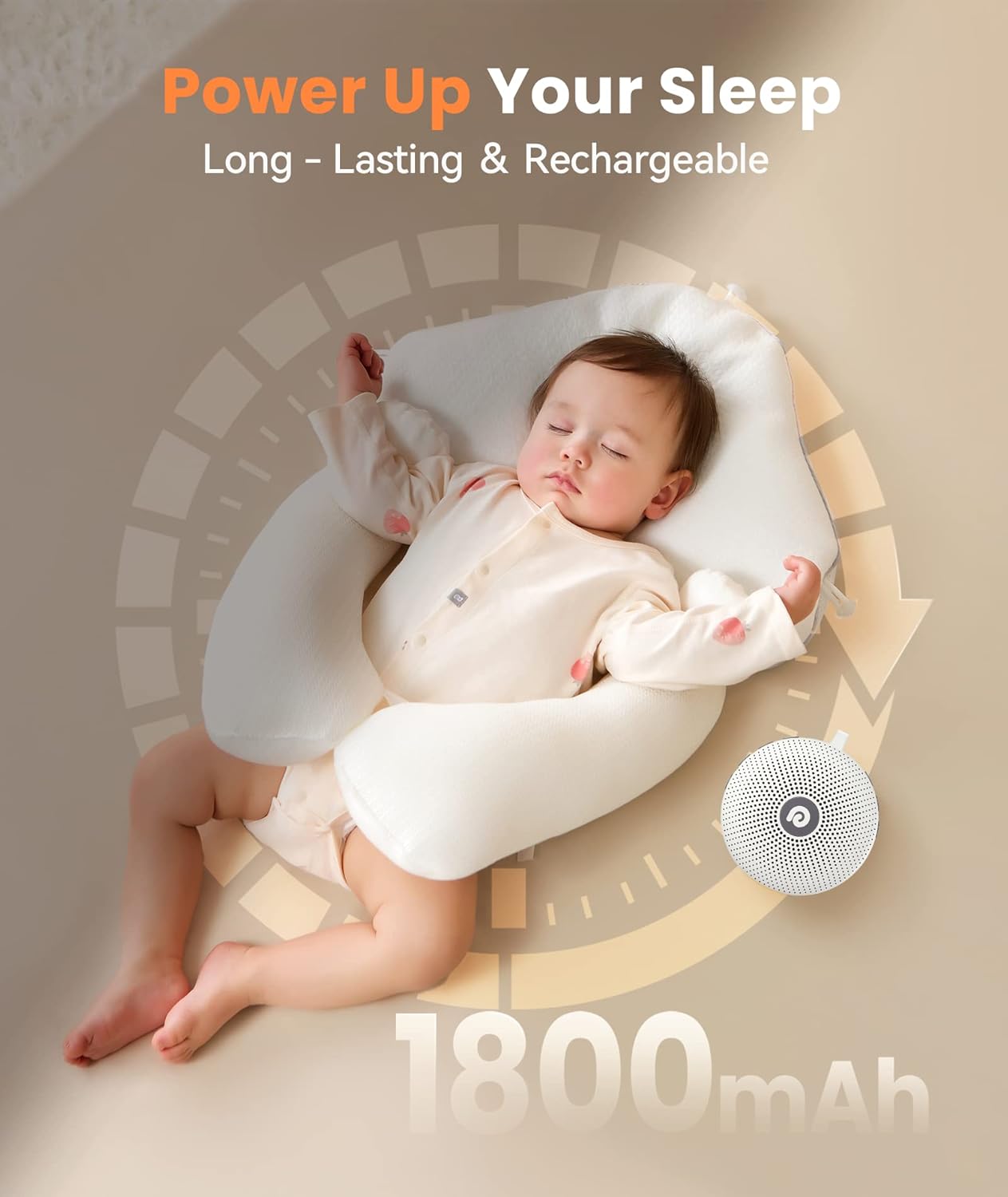 Dreamegg Portable Noise Machine for Baby Adult, Features Powerful Battery, 21 Soothing Sound, Noise Canceling for Office & Sleeping, Sound Therapy for Home, Travel, Registry Gift, Classic White