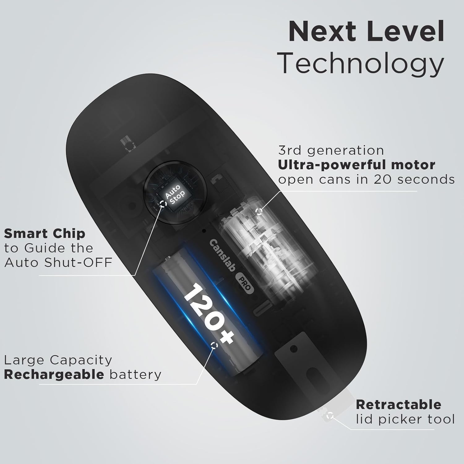 Canslab Ultrablade PRO Auto Stop Can Opener - Rechargeable Electric Can