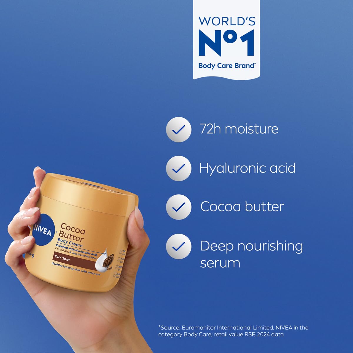 NIVEA Cocoa Butter Body Cream with Deep Nourishing Serum, Cocoa Butter Cream