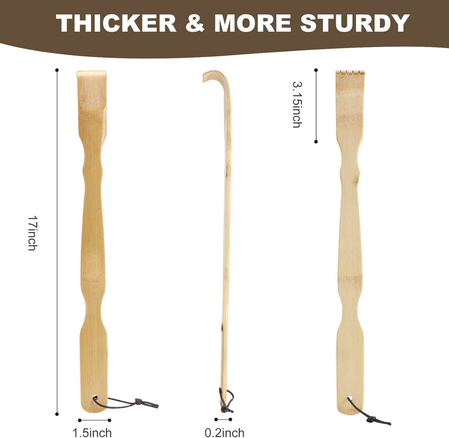 YIMICOO 2 Pack Wooden Bamboo Back Scratcher, 17 Inch Long Handle Back