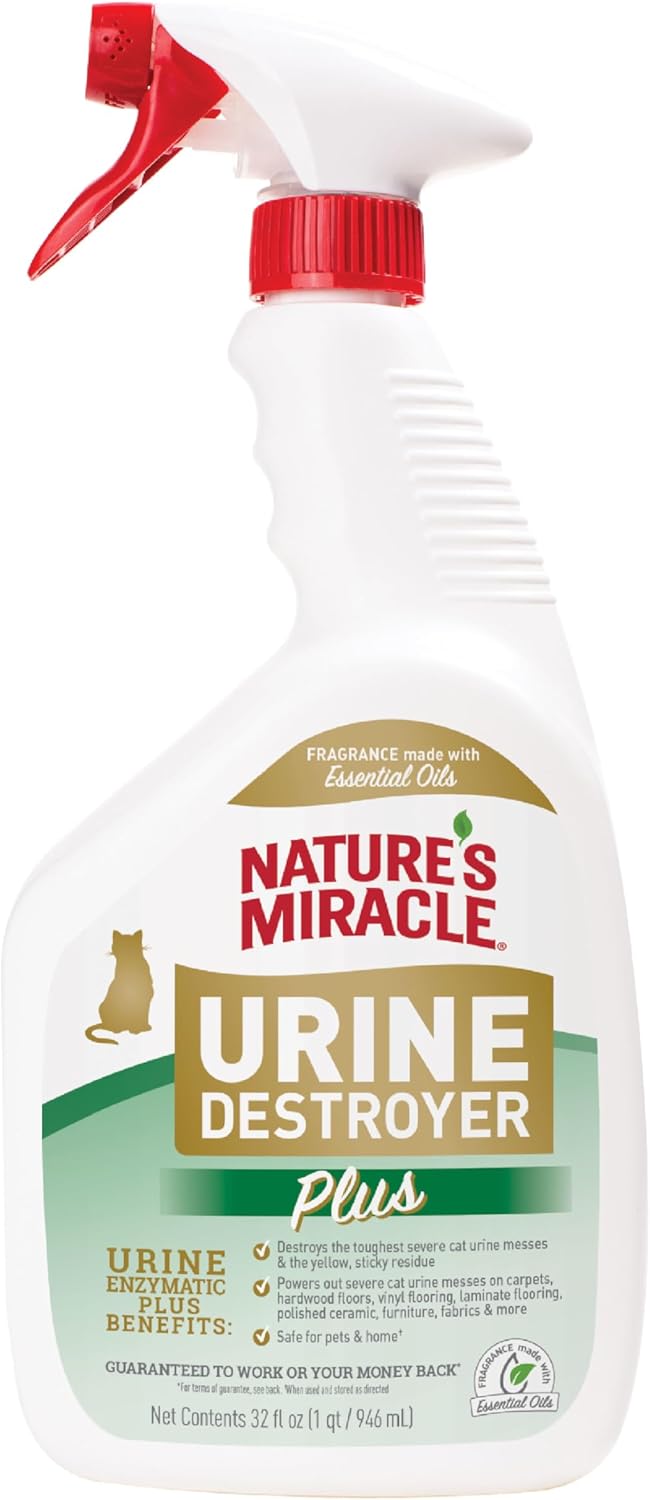 Nature‰۪s Miracle Urine Destroyer Plus Cat, 32 Ounces,Unscented, Enzymatic