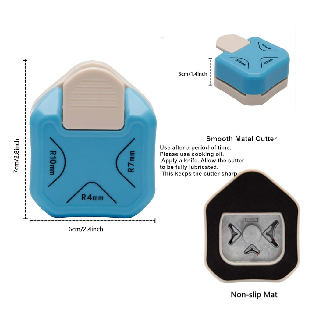 QIQQIKIN Paper Corner Rounder 3 in 1 •?öR4mm+R7mm+R10mm•?ä•?Î Punches for Crafts•?Î Cutter •?ÎEnvelope Punch Board •?ÎHole Puncher•?Î Laminate, DIY Projects, Photo Cutter,Card Making Scrapbooking and Journaling