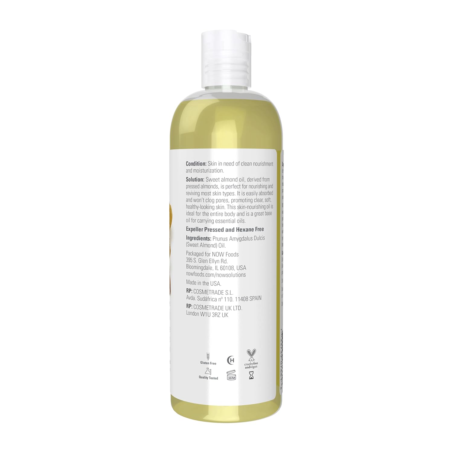 NOW Foods Solutions, Sweet Almond Oil, 100% Pure Moisturizing Oil, Promotes