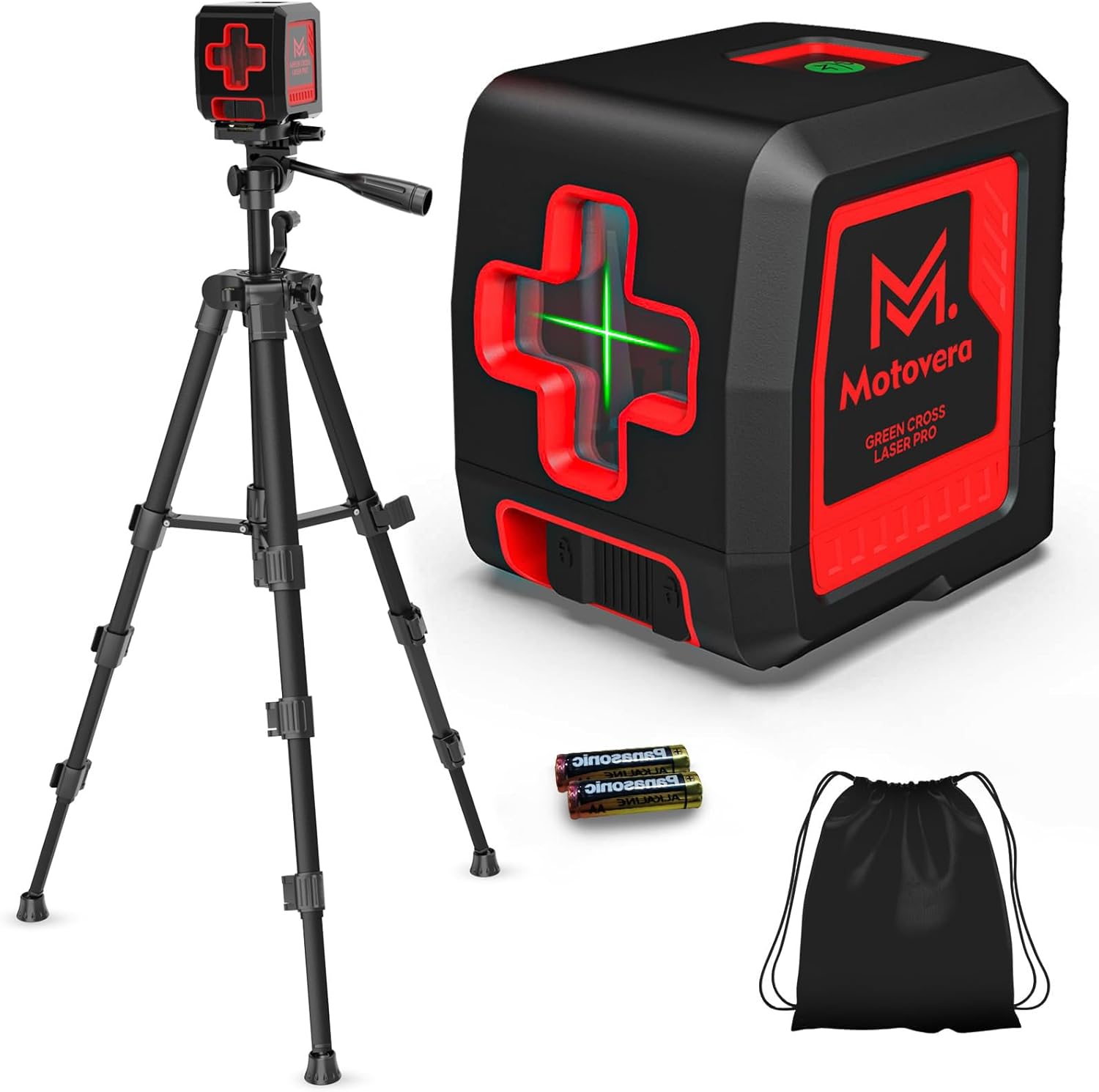 Motovera Self Leveling Laser Level 100ft, Green Cross Line with Tripod, 4