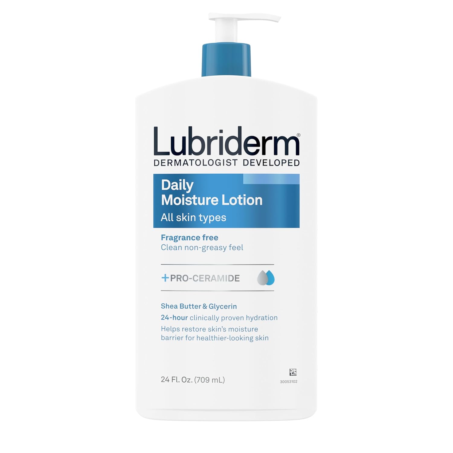 Lubriderm Fragrance Free Daily Moisture Lotion + Pro-Ceramide, Shea Butter &