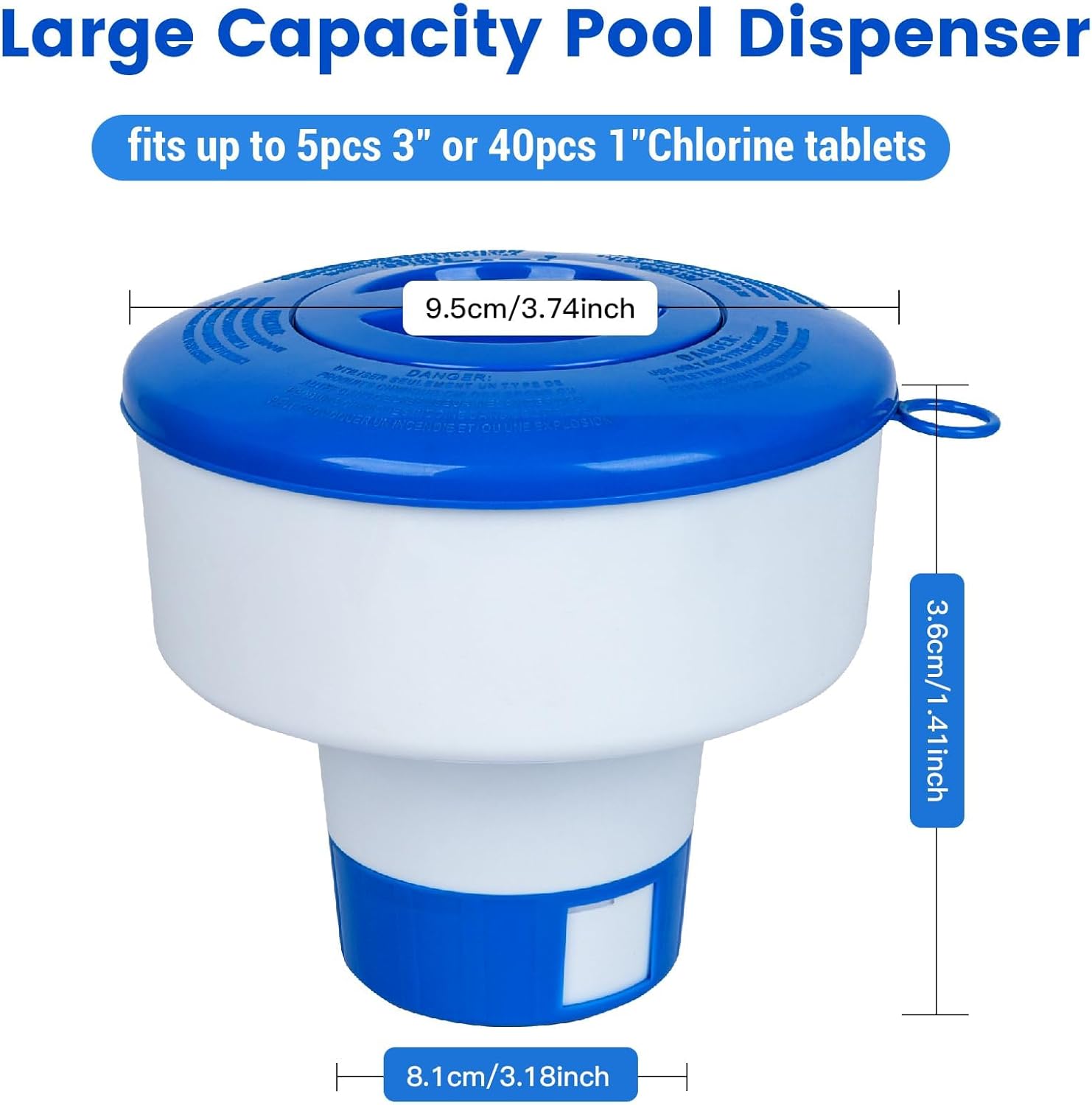 Pool Chlorine Floater for Pools Fits 3" Tablets,7" Diameter Chlorine Tablet Floater with Adjustable Flow Vents Balanced Chemical Dispenser for hot tub/Spa•?öCollapsible•?ä