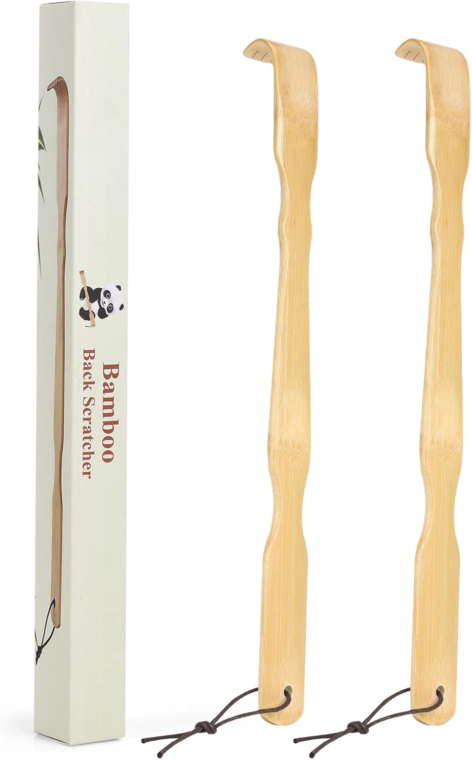 YIMICOO 2 Pack Wooden Bamboo Back Scratcher, 17 Inch Long Handle Back