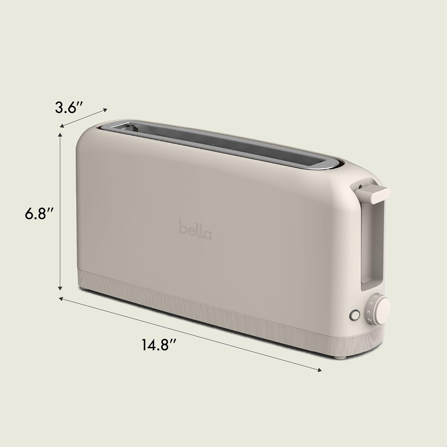 bella 2 Slice Slim Toaster, Fits-anywhere‰ã¢ Kitchenware, 6 Setting Shade Control with Reheat & Cancel Buttons, Fits sourdough, 10‰۝ Long Slot, Anti Jam & Auto Shutoff, 900 Watt, Oatmilk