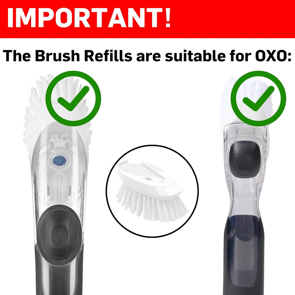 Brush Refills for OXO Dish Brush - 4 Pack Dish Brush Cleaning Soap Dispensing