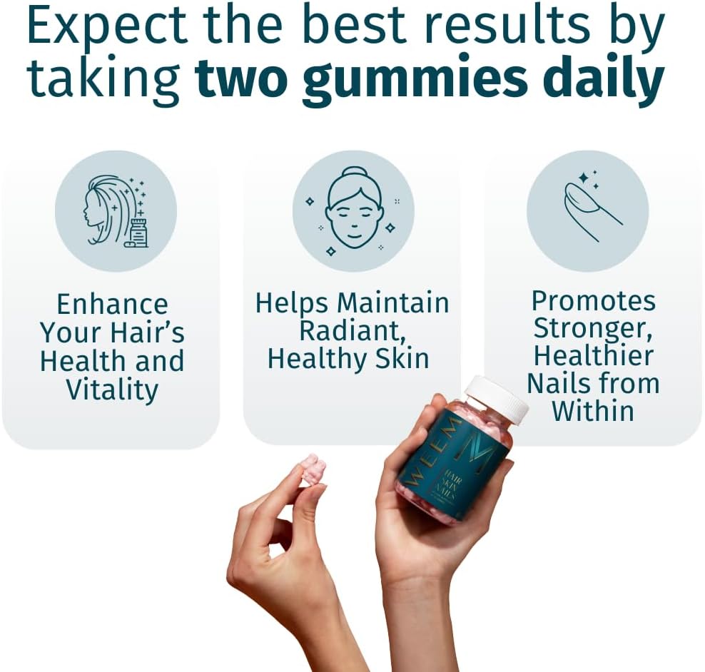 WEEM Hair Skin and Nails Gummies - Supports Healthy Hair - Vegan biotin