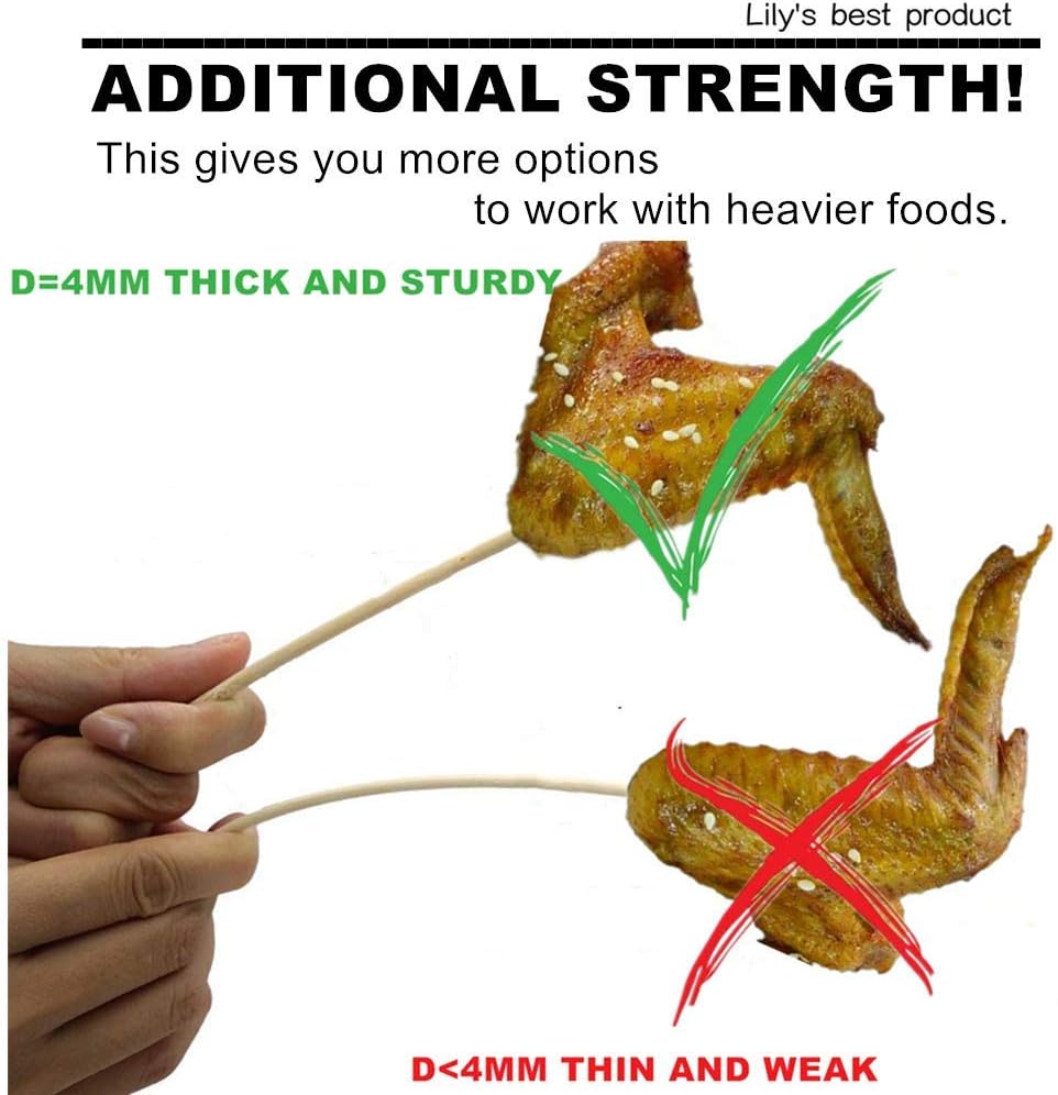 HOPELF 6" Natural Bamboo Skewers for