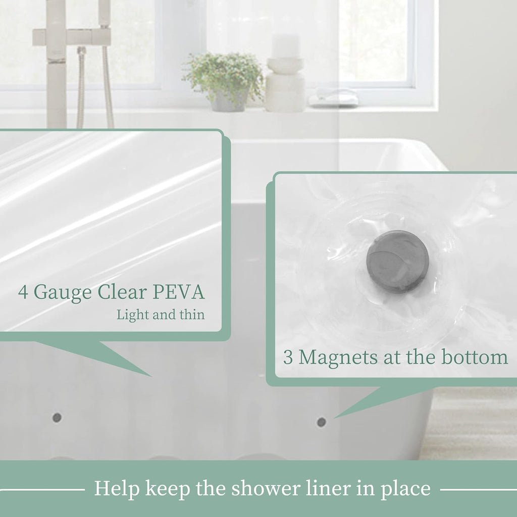 Mrs Awesome Clear Shower Curtain Liner with 3 Magnets, 72x72 Premium Flexible