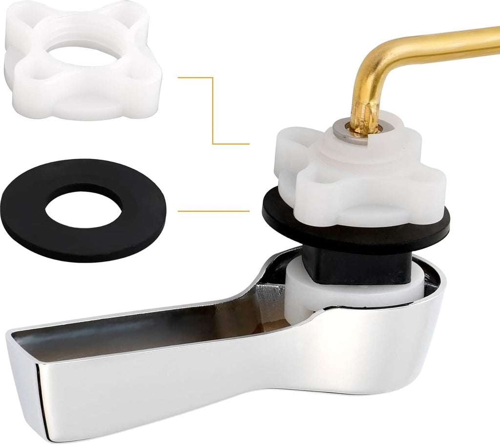 Hibbent Universal Metal Front Mount Toilet Handle Replacement Kit, Brass