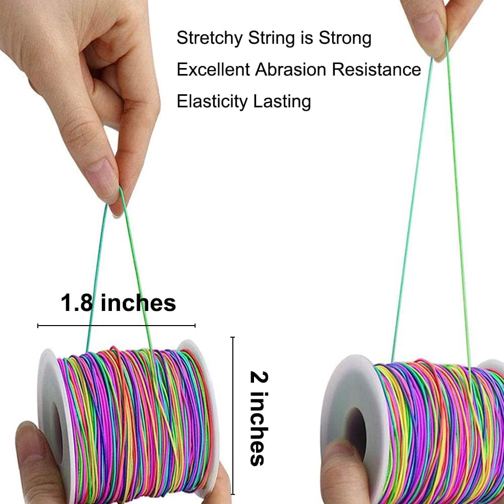 LUSTEMBER 1mm Stretchy Bracelet String, Sturdy Rainbow Elastic String Elastic