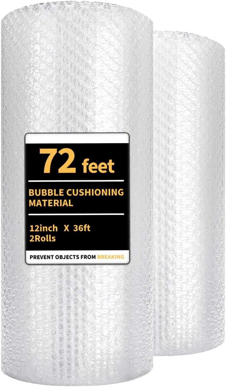 Bubble Cushioning Wrap 2 Pack 12 Inch x 72 ft Bubble Wrap for