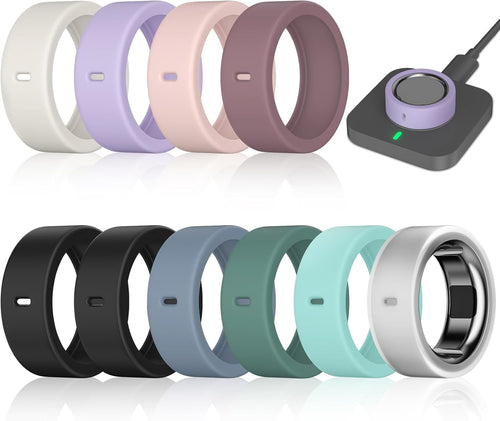 10 Pack Ring Cover Compatible with Oura Ring Gen 4/4 Ceramic, Oura Ring Gen 3 Horizon/Heritage, Support Charging with Cover on, Anti-Scratch Elastic Silicone Ring Protector for Men Women Working Out