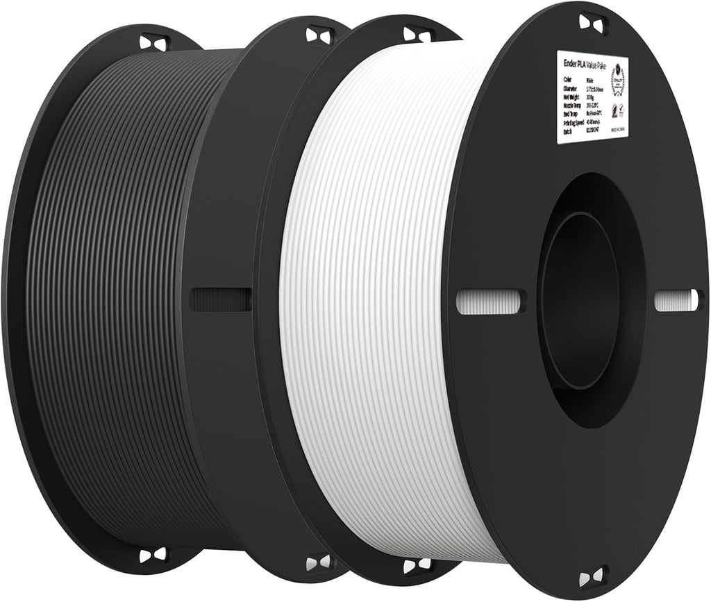 Creality 2kg Black & White PLA 1.75mm Filament Bundle for 3D Printing with