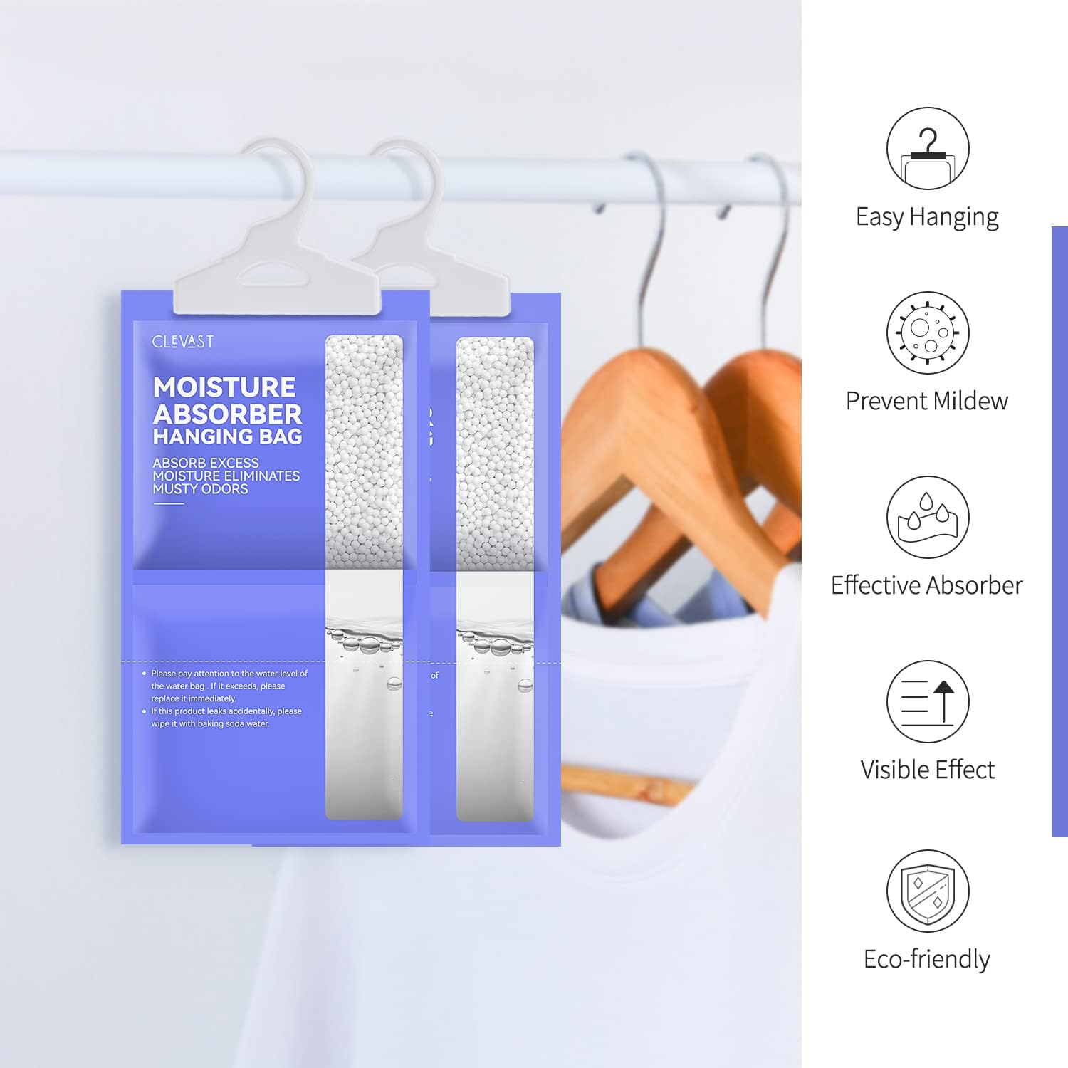 CLEVAST Moisture Absorbers Packets 10 Pack, Dehumidifier Bags for Closet