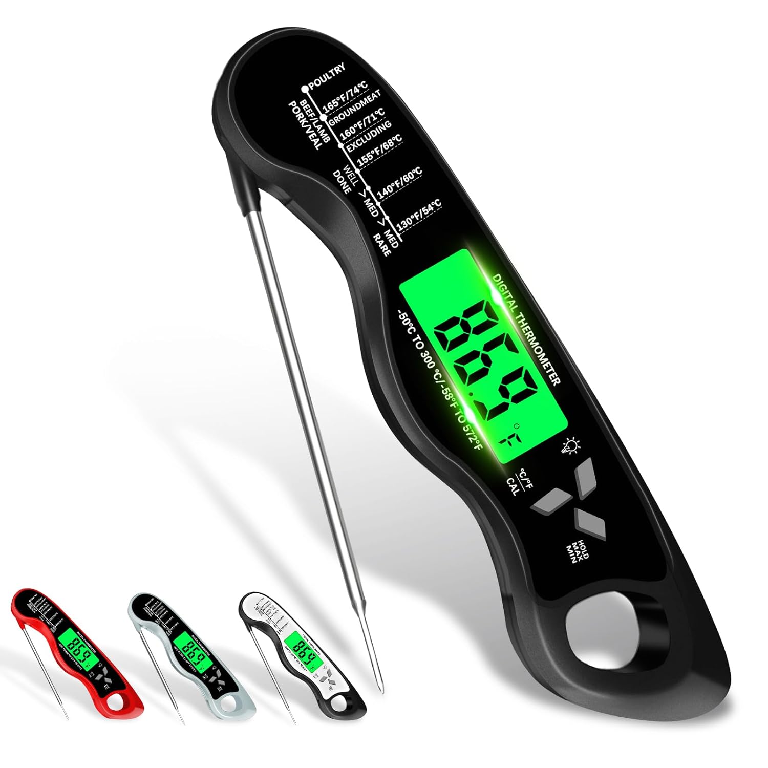 Meat Thermometer Digital•?ÎIP67 Waterproof Cooking Thermometer with Backlight, Calibration & Hold Function•?ÎFood Thermometer for Cooking,Outdoor Grilling