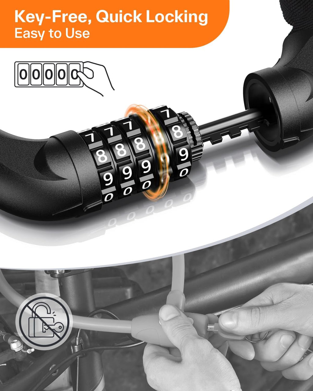 Sportneer Bike Lock: 5 Digit Combination High Security Anti Theft Bike Chain