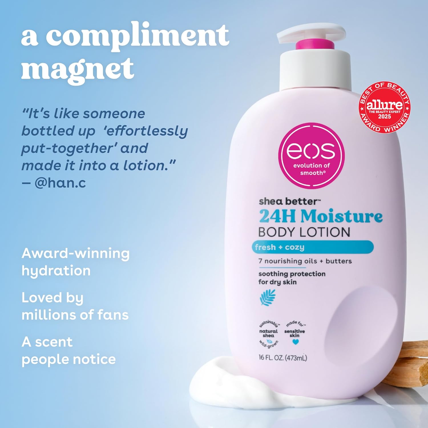 eos Shea Better Body Lotion, Fresh & Cozy, 24-Hour Moisture Skin Care
