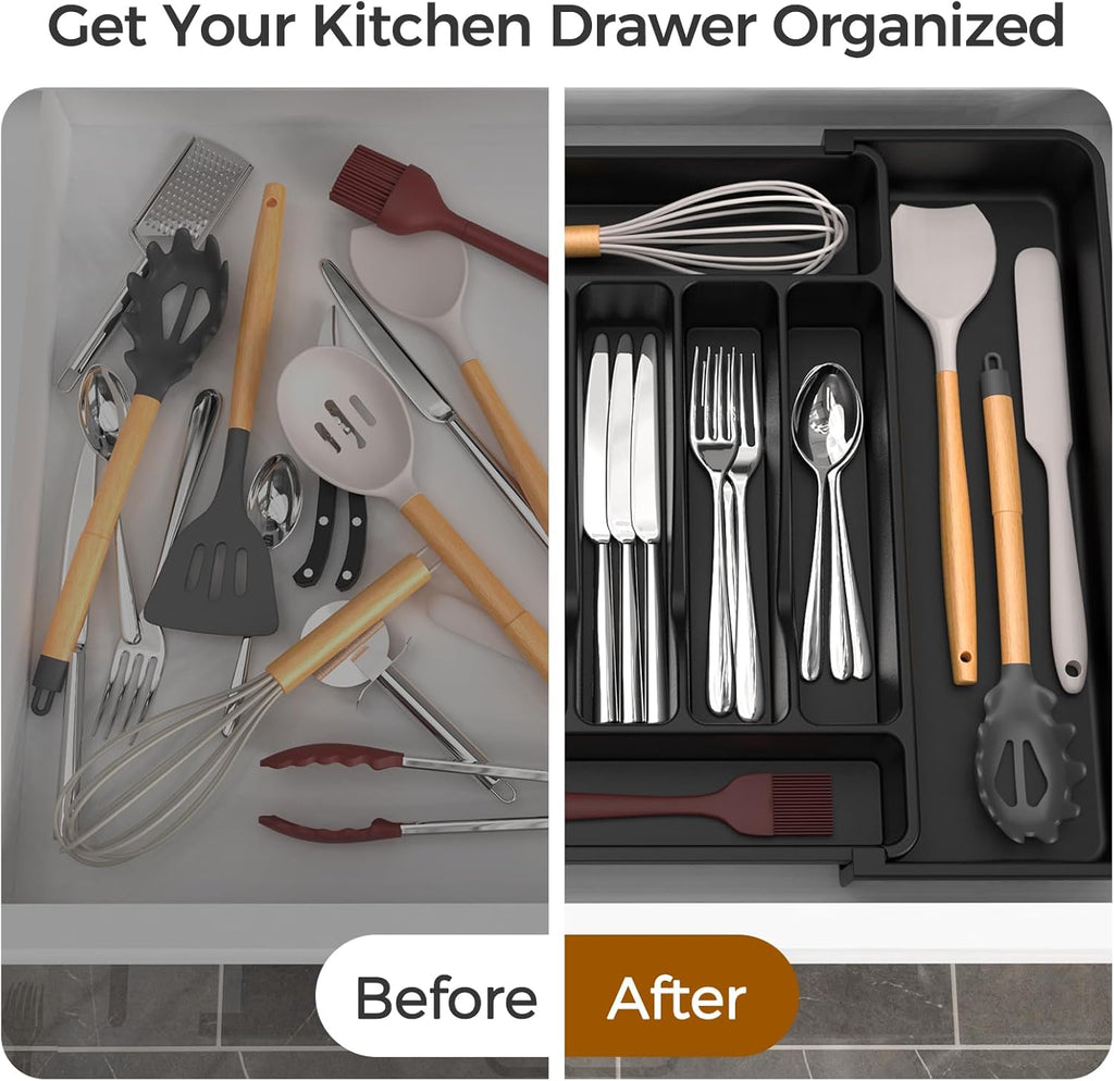 ukeetap Extra Large Expandable Silverware Organizer, BPA-Free Food-Safe