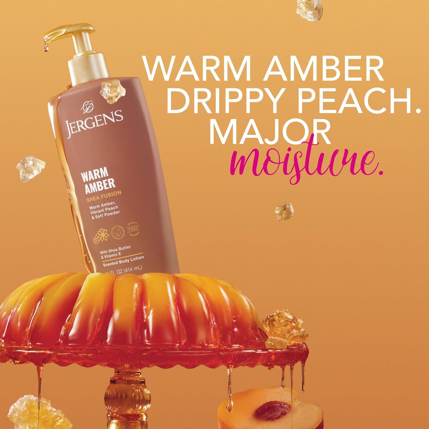 Jergens Shea Fusion Warm Amber Scented Lotion, Moisturizing Body Lotion with