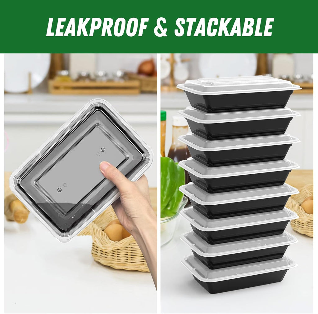 50 Pack (100-Piece) 32 oz Meal Prep Containers Reusable with Easy Open Lids