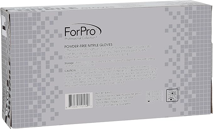 ForPro Disposable Nitrile Gloves, Chemical Resistant, Powder-Free