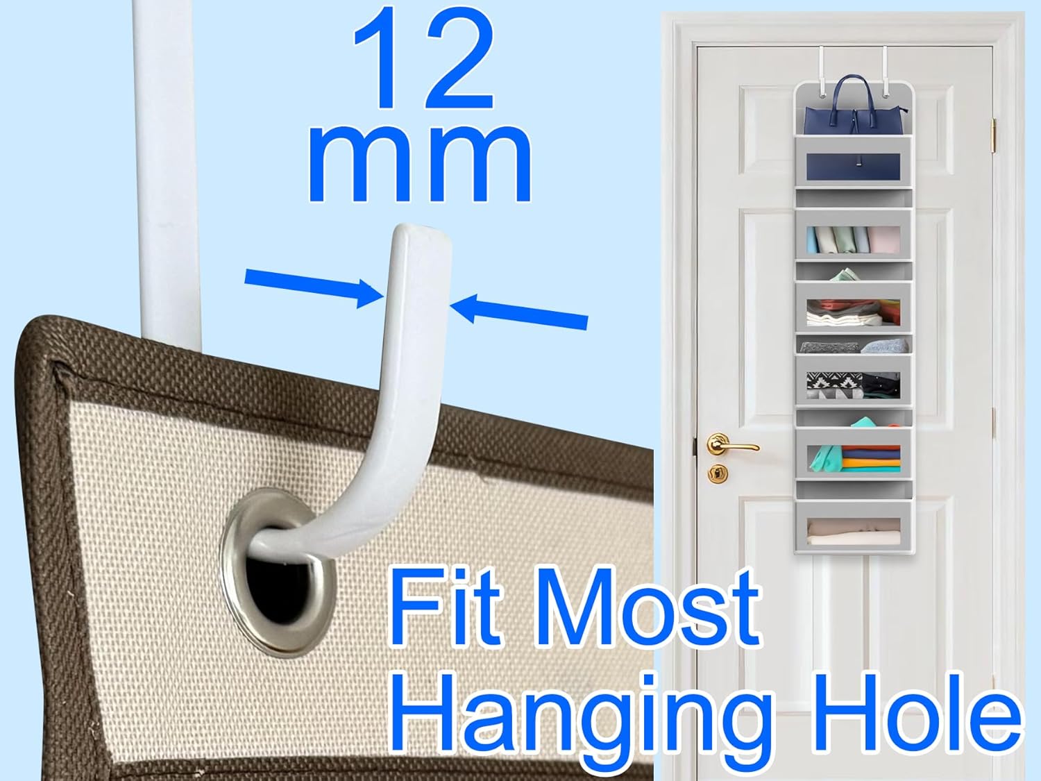 Mars-Rock Over the Door Hooks 4Pcs L=5.5" Fit 1 3/8" Door Steel with White