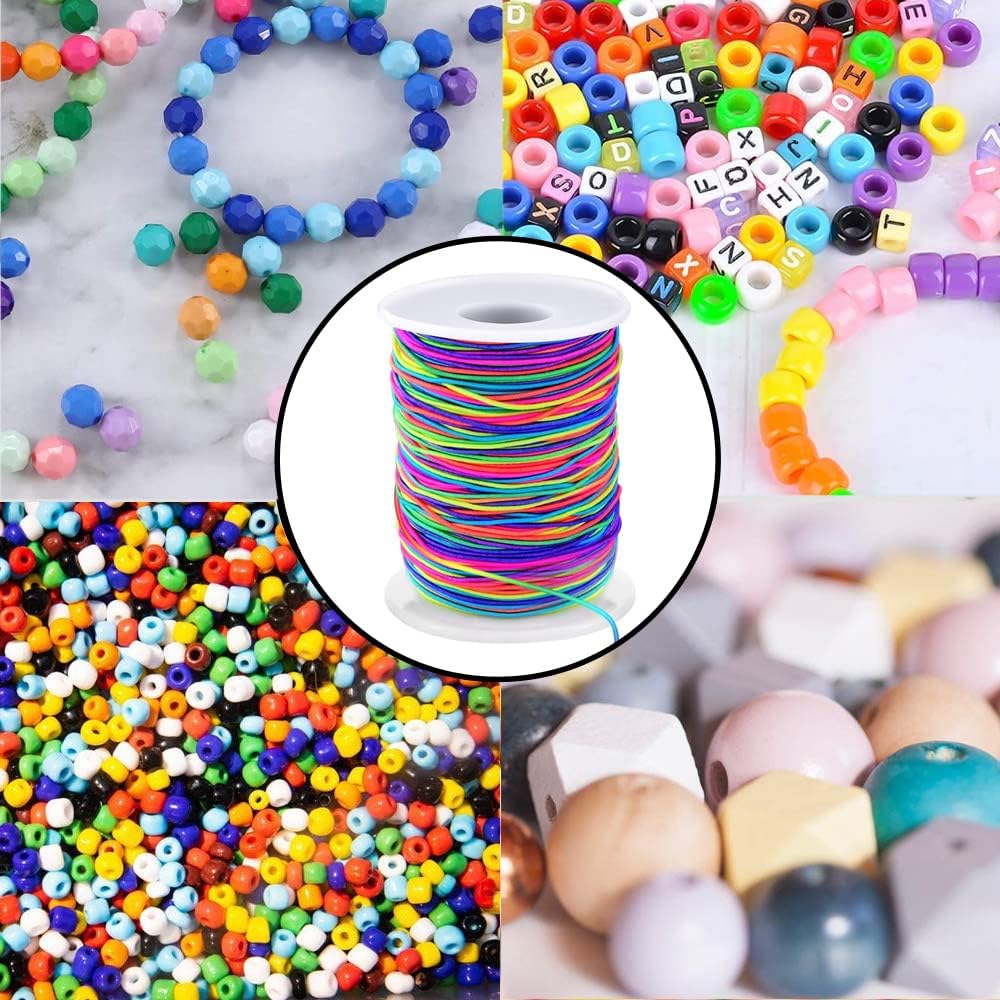 LUSTEMBER 1mm Stretchy Bracelet String, Sturdy Rainbow Elastic String Elastic