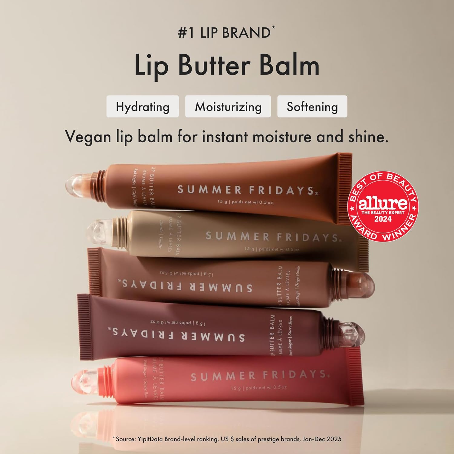Summer Fridays Tinted Lip Butter Balm - Conditioning Vegan Lip Balm for