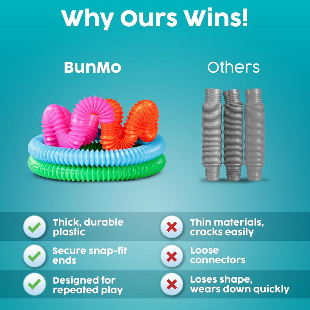 BUNMO Pop Tubes - Sensory Toys - Fidget Toys - Imaginative Play & Stimulating