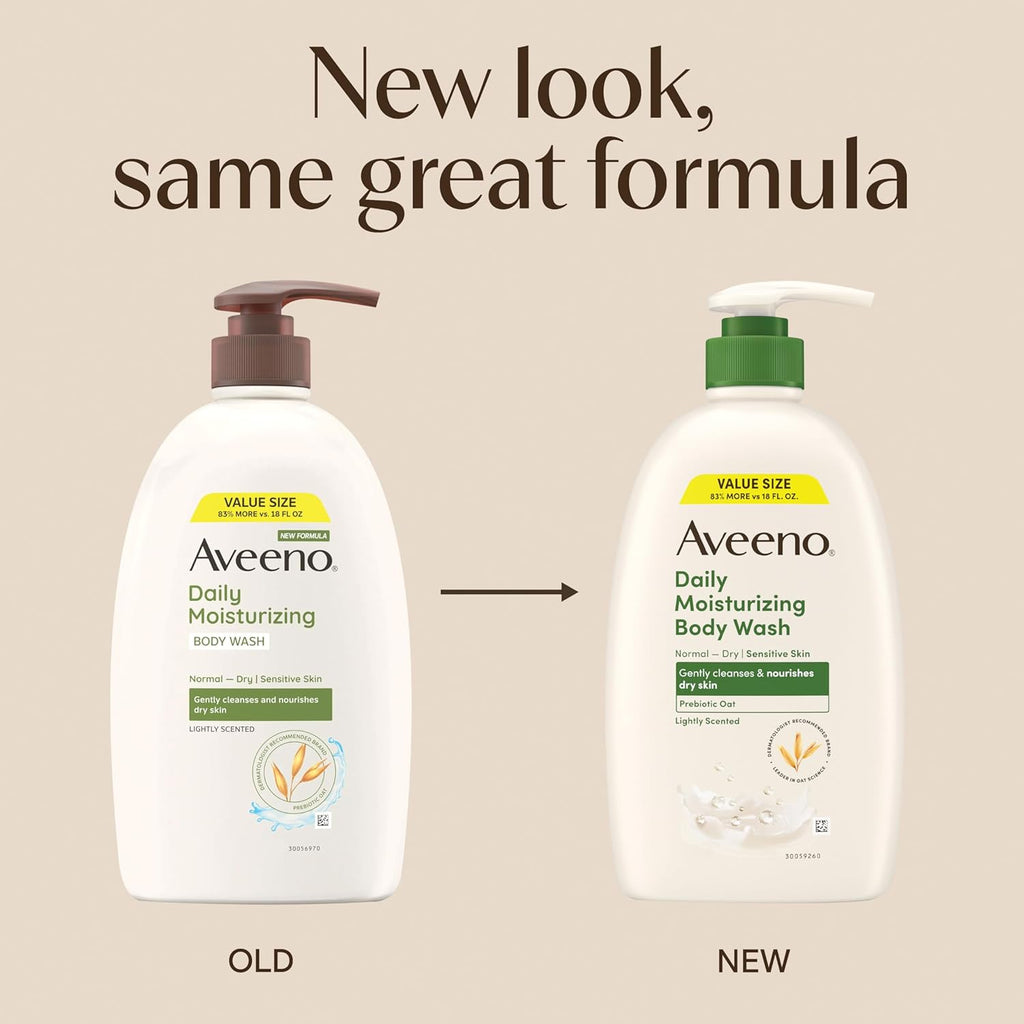 Aveeno Daily Moisturizing Body Wash for Dry & Sensitive Skin + Prebiotic Oat