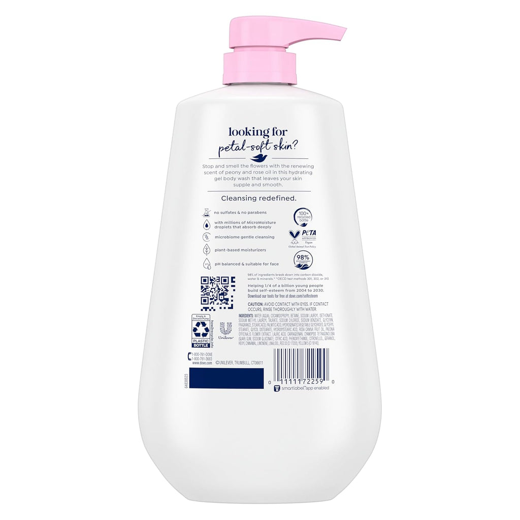 Dove Body Wash with Pump Renew Peony & Rose Oil For 24hr Lotion-Soft Skin