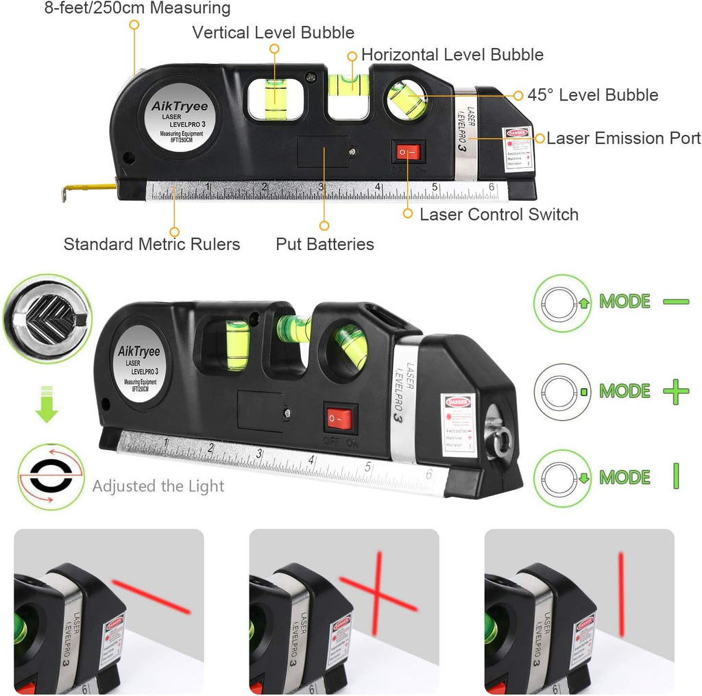 Laser Level Line Tool, Multipurpose Laser Level Kit Standard Cross Line Laser