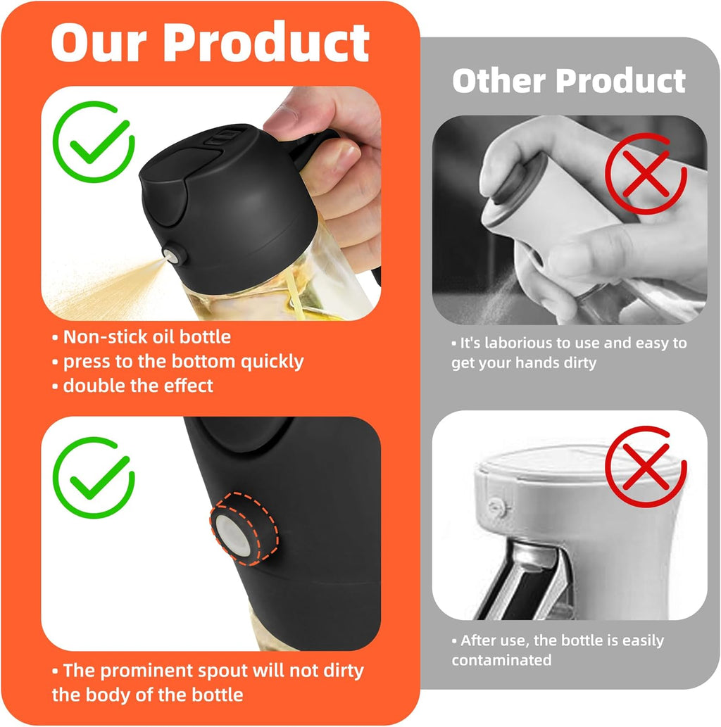 TrendPlain 16oz/470ml Glass Olive Oil Sprayer for Cooking ‰ÛÒ 2 in 1 Olive