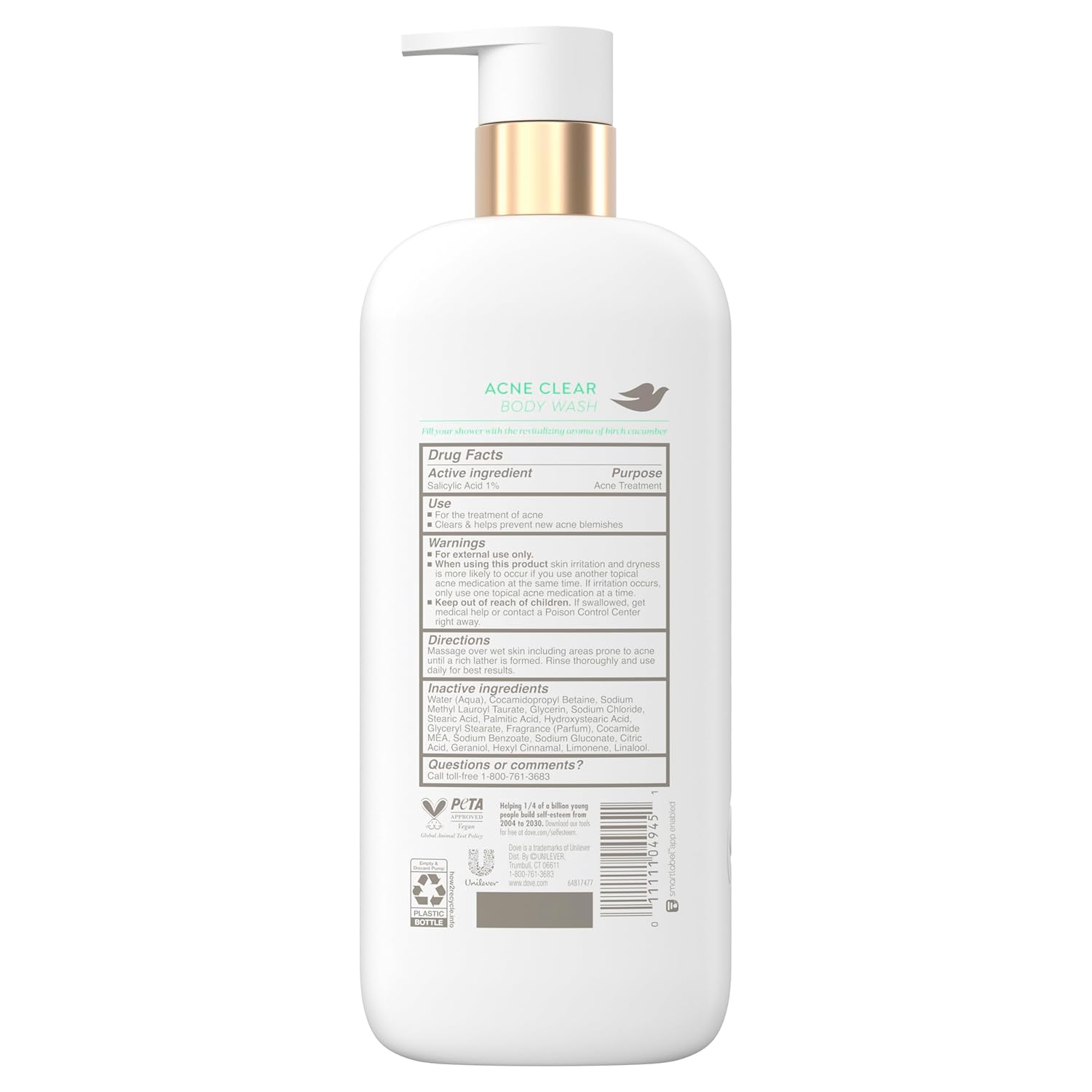 Dove Serum Body Wash Acne Clear for troubled skin with Salicylic Acid 18.5 Fl Oz