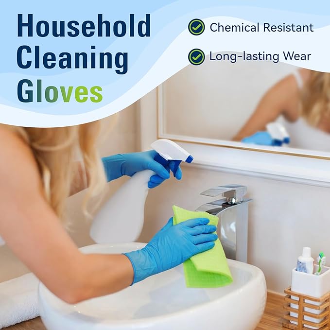 SWIFTLITE Nitrile Gloves, Food Safe Disposable Gloves Latex Free, Blue Rubber