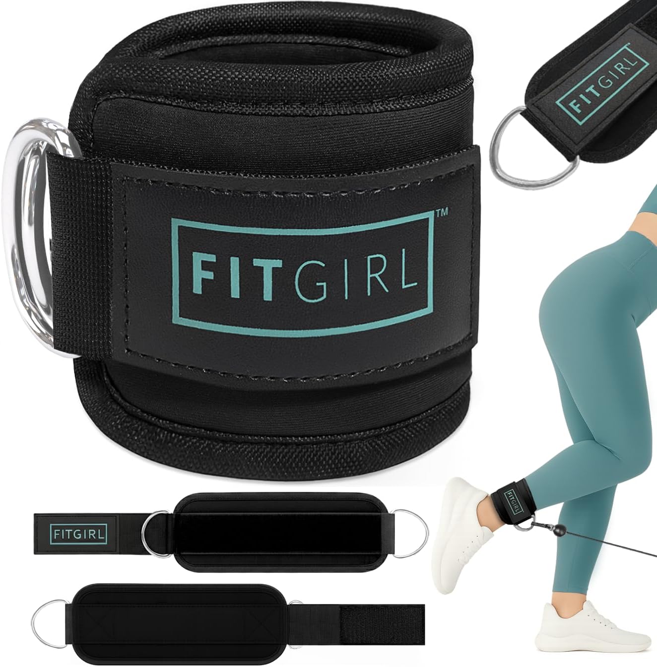 FITGIRL Ankle Strap for Cable Machine ‰ÛÒ Premium Padding and Comfort for Cable Exercise Machines, Cable Exercise Attachment for Home & Gym, Glute Workouts - Kickbacks, Leg Extensions, Hip Abductors