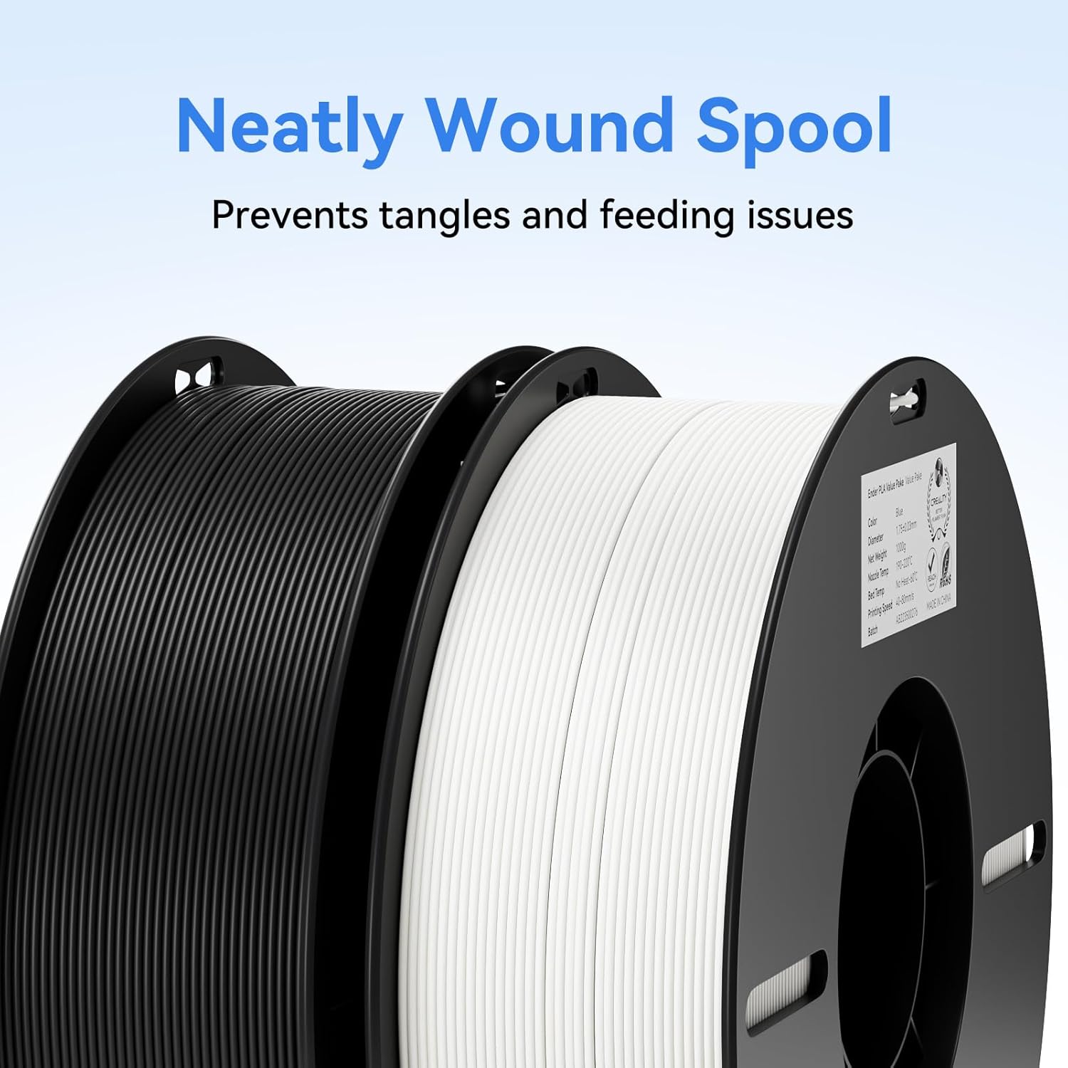 Creality 2kg Black & White PLA 1.75mm Filament Bundle for 3D Printing with