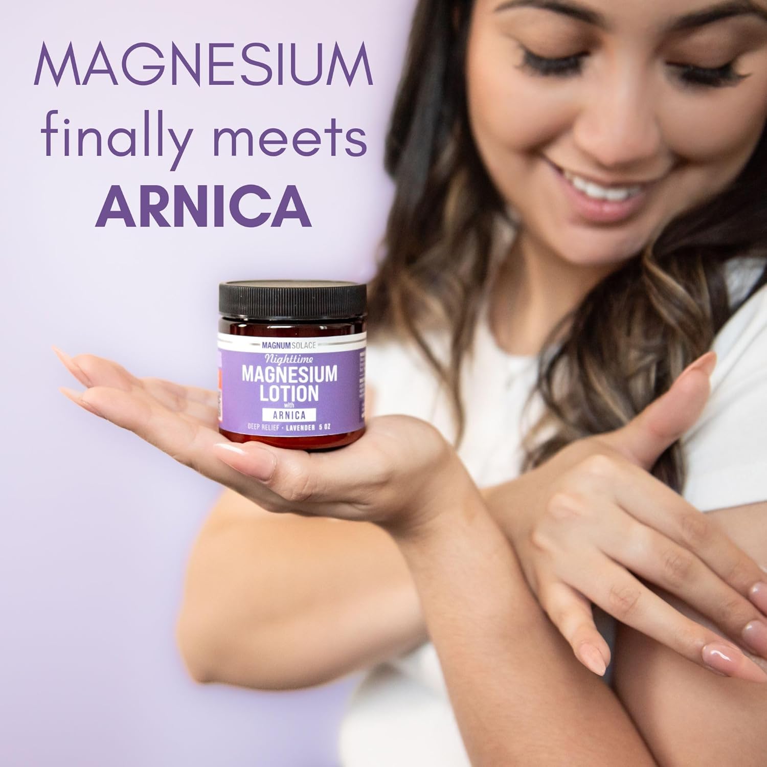Magnum Solace Nighttime Magnesium Lotion with Arnica ‰ÛÒ Highly Concentrated Magnesium for Muscles & Joints ‰ÛÒ Apply to Legs or Feet Before Bed ‰ÛÒ Skin-Friendly