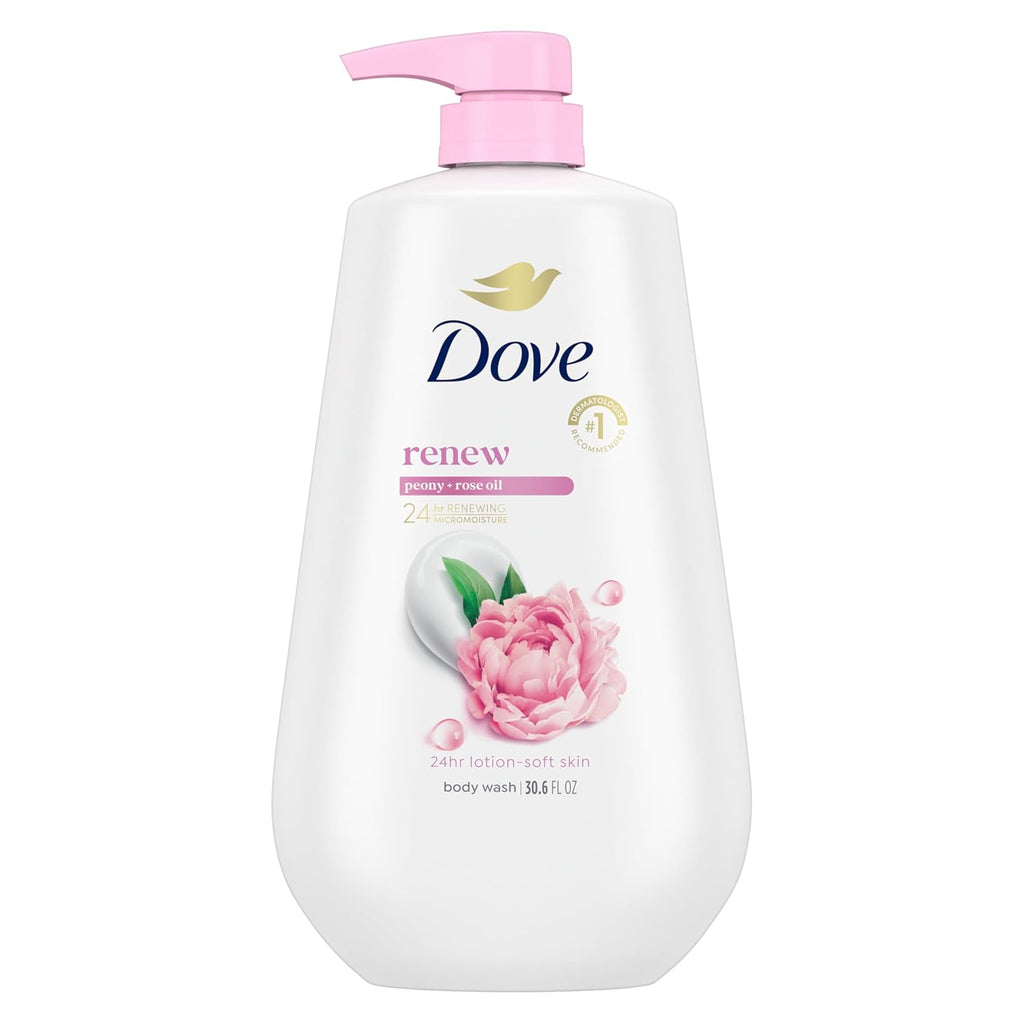 Dove Body Wash with Pump Renew Peony & Rose Oil For 24hr Lotion-Soft Skin