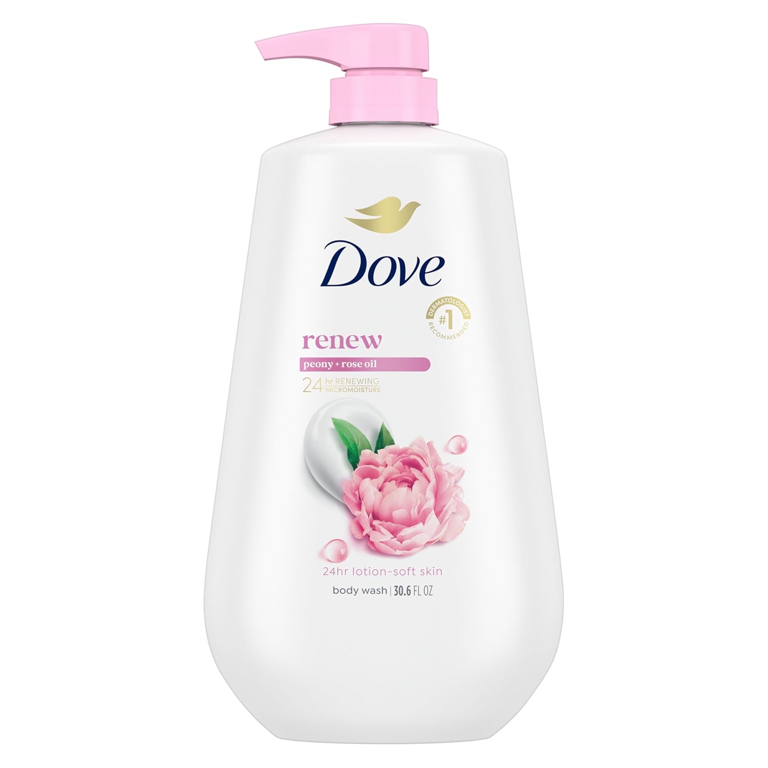 Dove Body Wash with Pump Renew Peony & Rose Oil For 24hr Lotion-Soft Skin