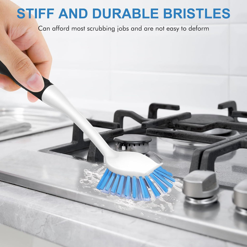 SetSail Dish Brush with Handle, 2 Pack Stiff Bristles Dish Scrubber with