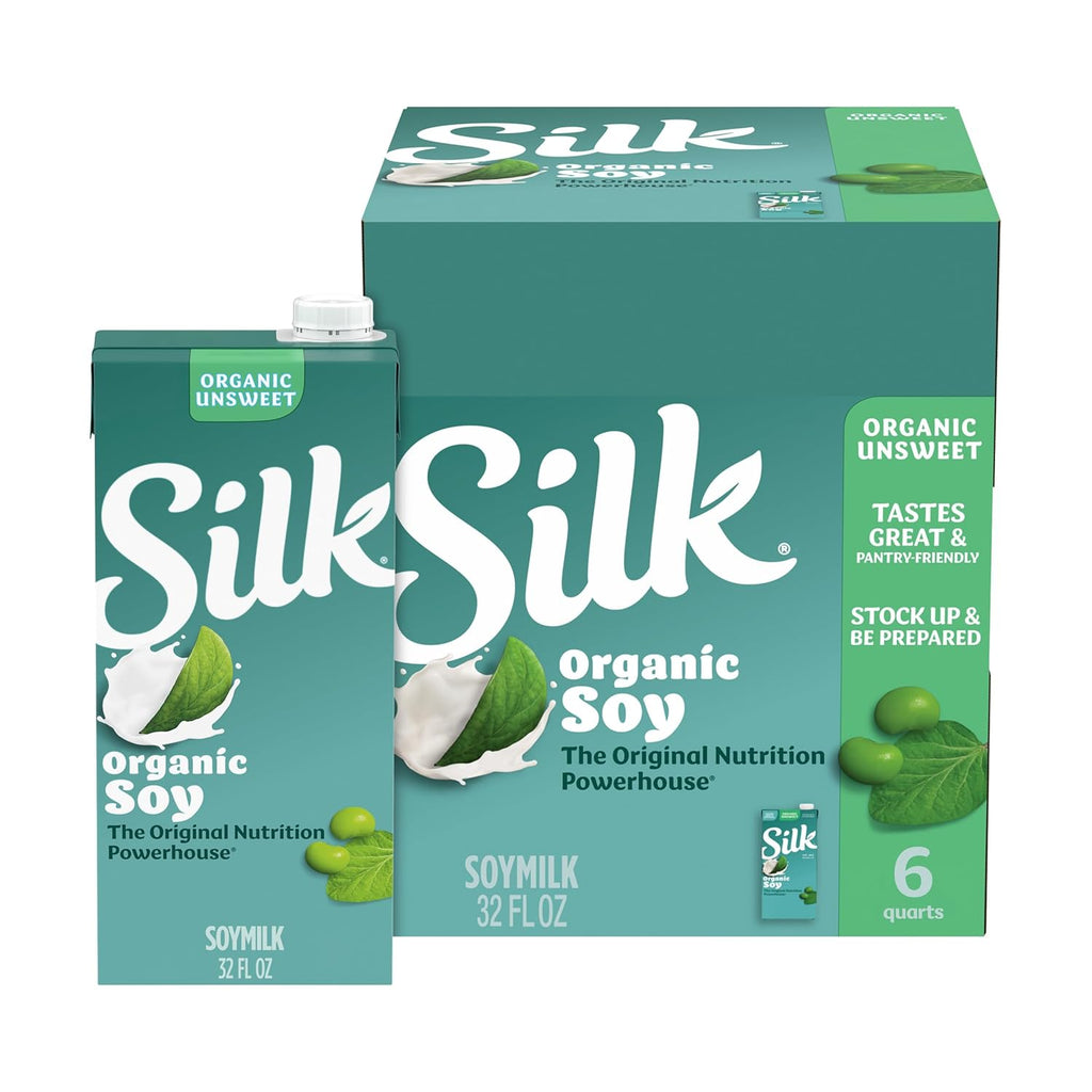 Silk Shelf-Stable Organic Soy Milk, Unsweetened, Dairy-Free, Vegan, Non-GMO