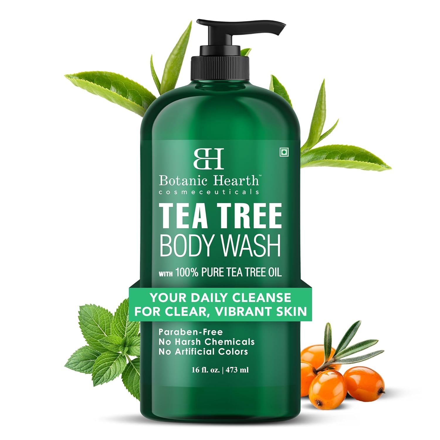 Botanic Hearth Tea Tree Body Wash -16 fl oz- All-Natural Antifungal & Odor-Control Shower Gel for Acne, Athlete‰۪s Foot, Ringworm, Jock Itch & Healthy Skin,Sulfate & Paraben Free, for Men and Women
