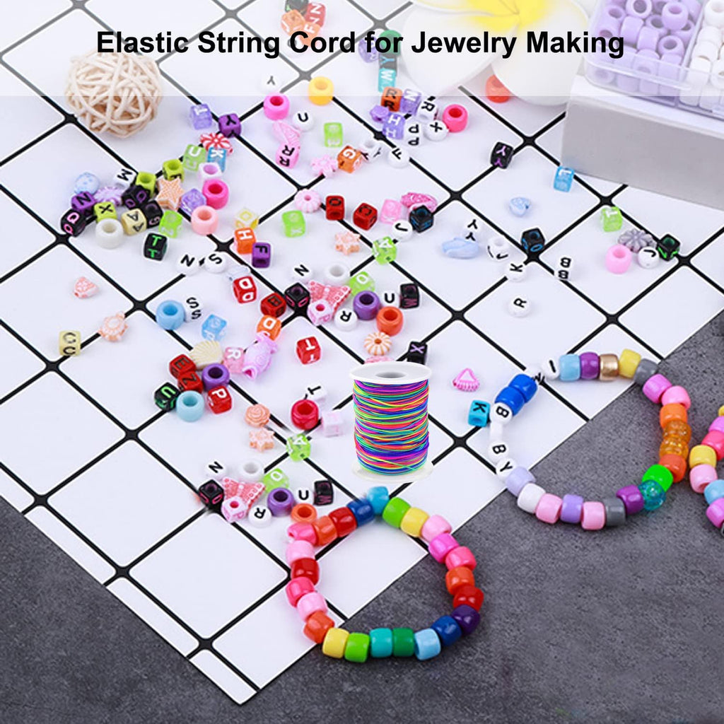LUSTEMBER 1mm Stretchy Bracelet String, Sturdy Rainbow Elastic String Elastic