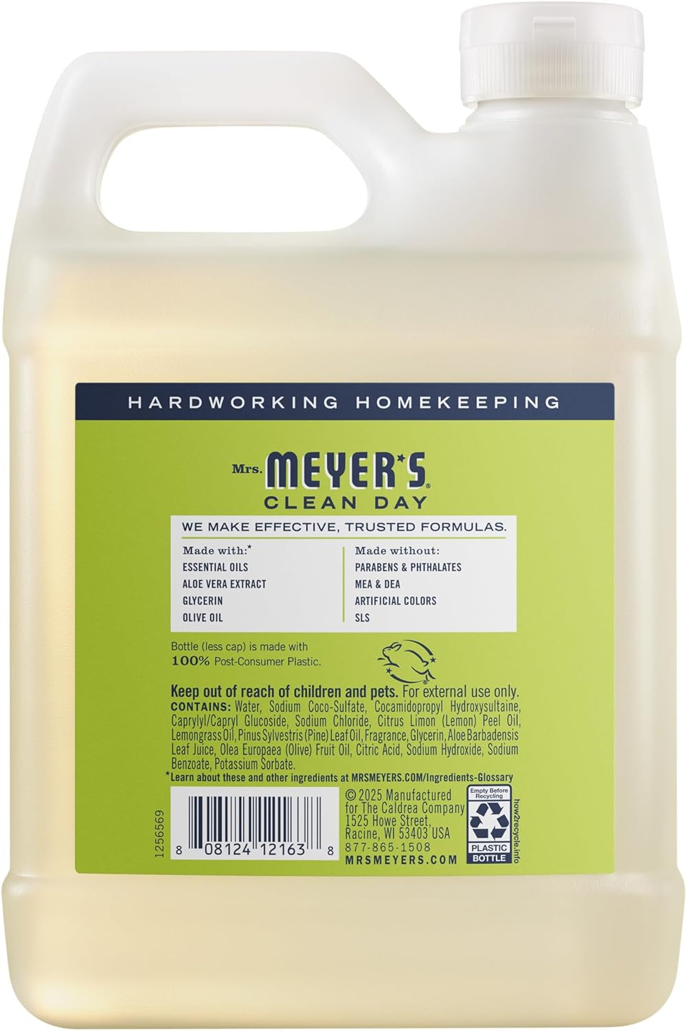 MRS. MEYER'S CLEAN DAY Hand Soap Refill, Lemon Verbena Scent, 33 Fl Oz Bottle